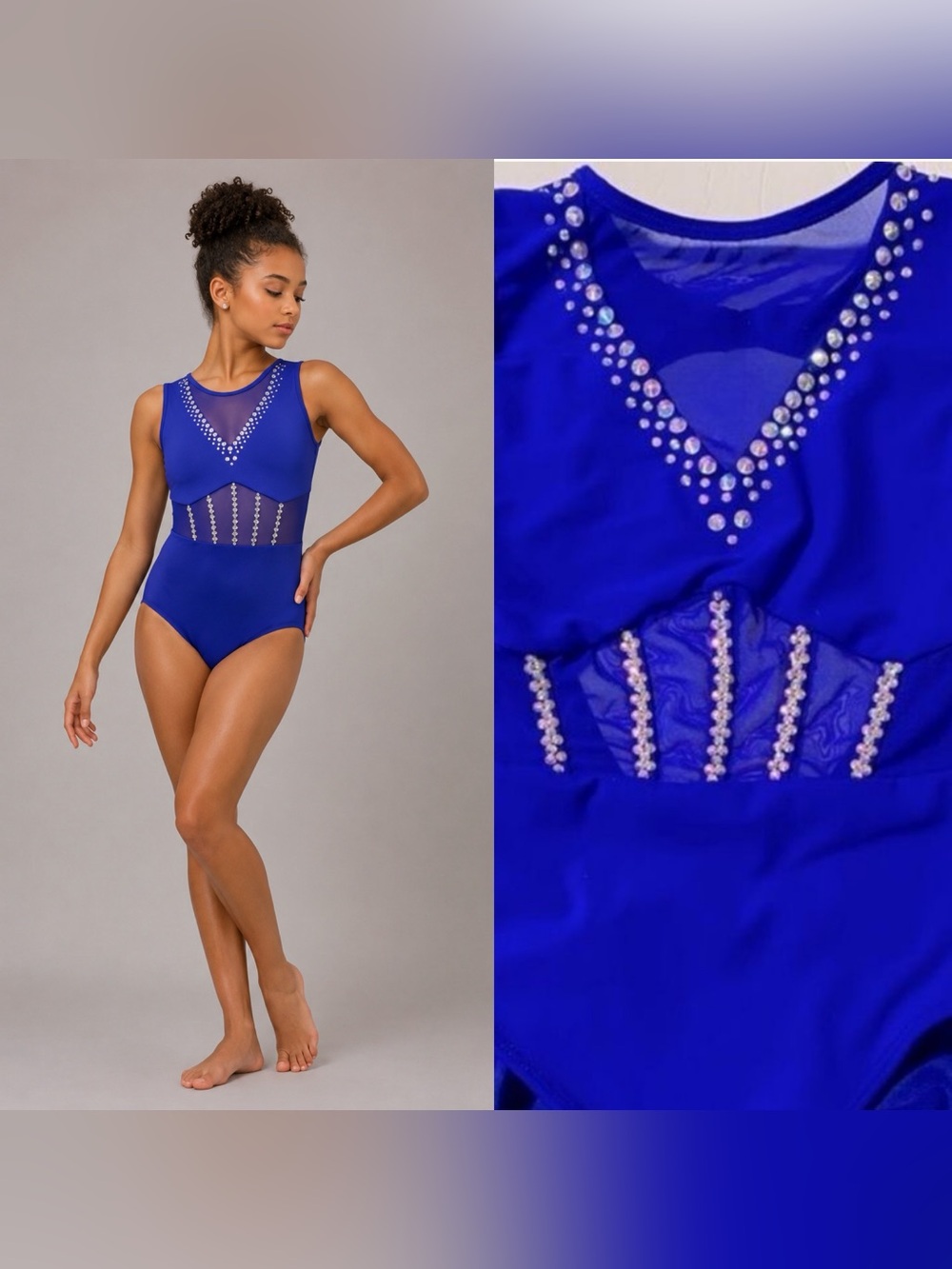 Five Dancewear solo dance costume royal blue illusion contemporary acro XSA adu